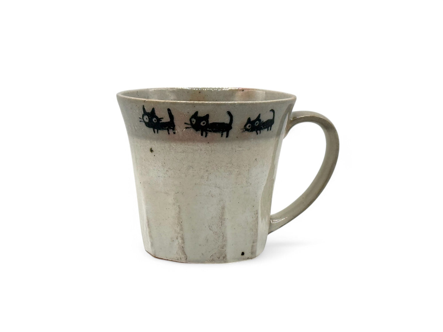 Shiro White Cat Mino-yaki Mug by Kanejin - Japanese Tea Mug