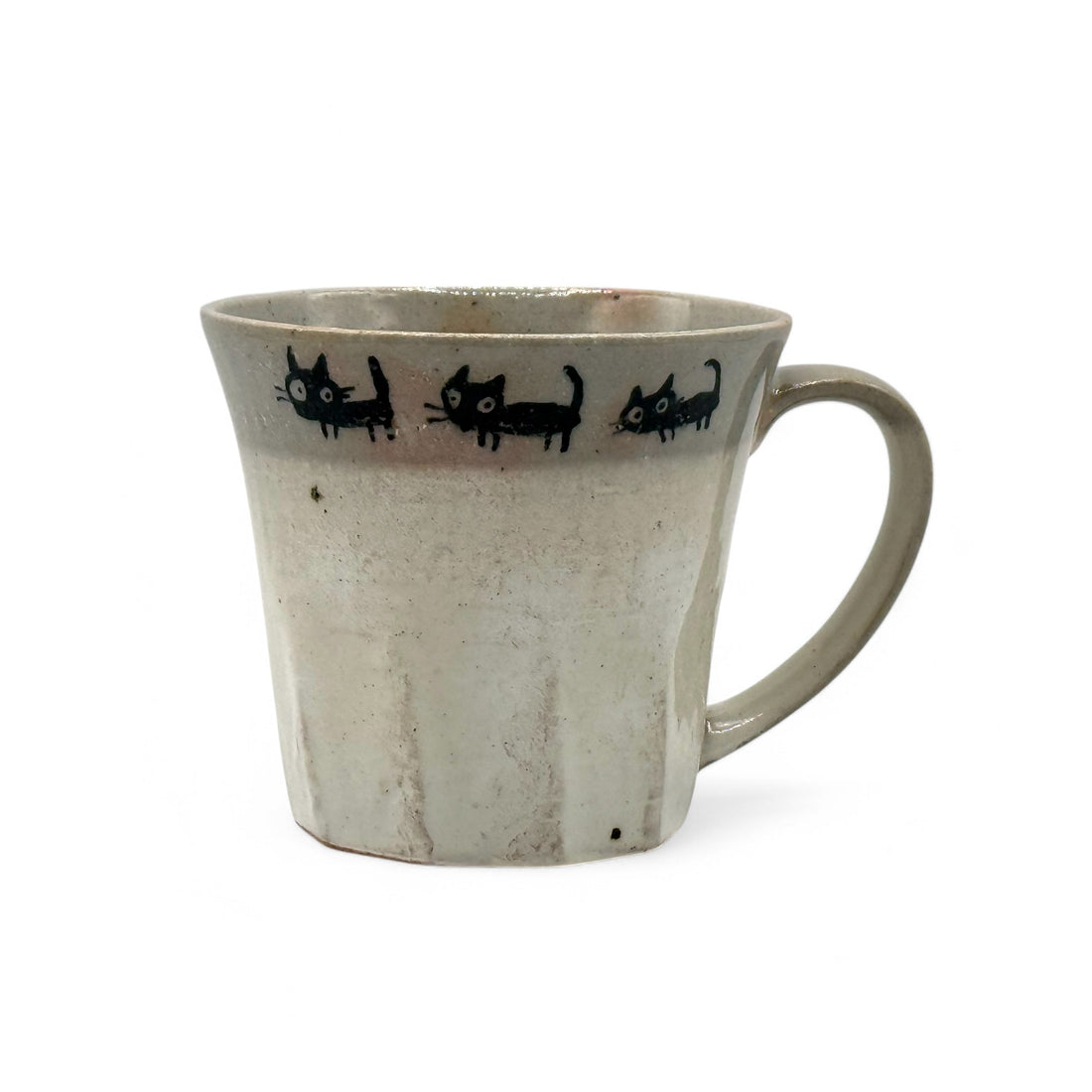 Shiro White Cat Mino-yaki Mug by Kanejin - Japanese Tea Mug