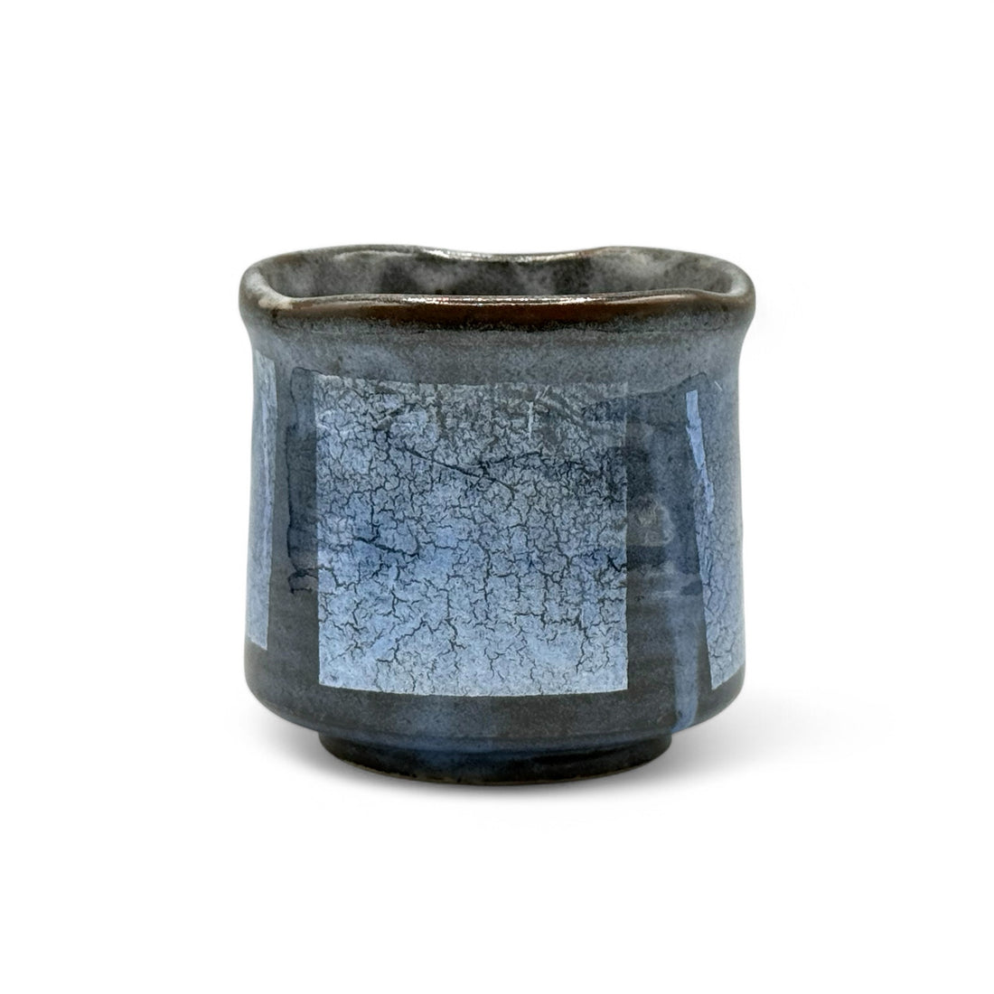 Gin Aya Blue Glaze Gray Kutani-yaki Yunomi - Japanese Teacup