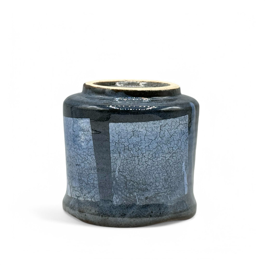 Gin Aya Blue Glaze Gray Kutani-yaki Yunomi - Japanese Teacup