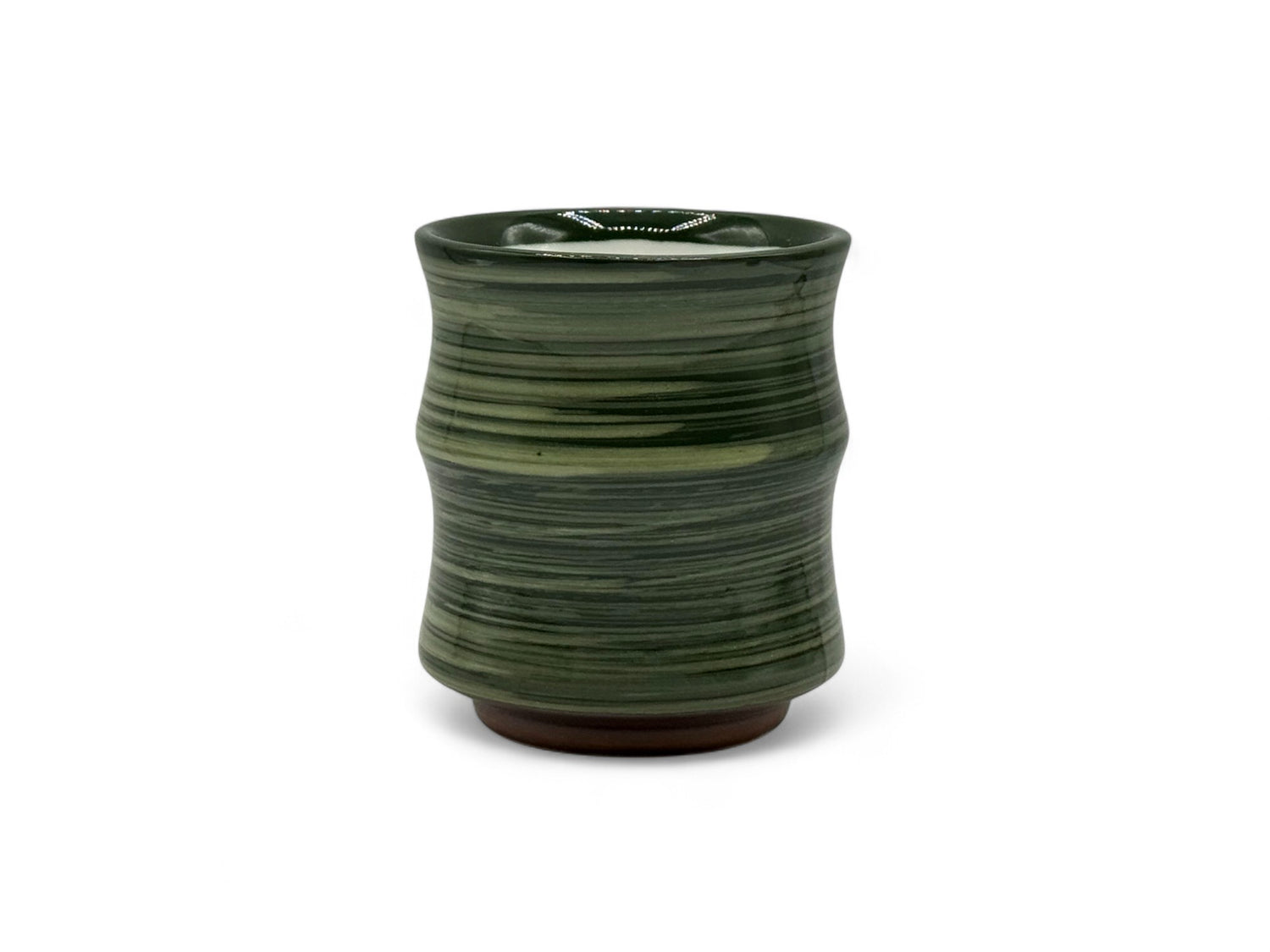 Katachi Oribe Green Mino-yaki Yunomi - Japanese Teacup