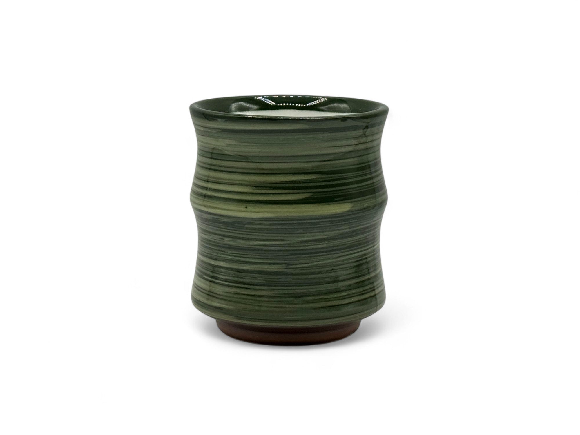 Katachi Oribe Green Mino-yaki Yunomi - Japanese Teacup