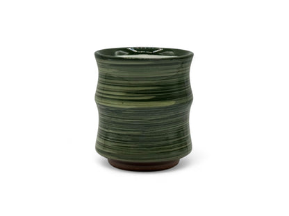 Katachi Oribe Green Mino-yaki Yunomi - Japanese Teacup