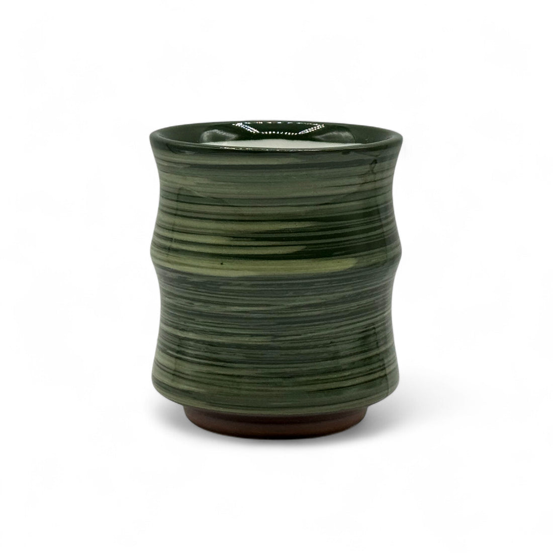 Katachi Oribe Green Mino-yaki Yunomi - Japanese Teacup