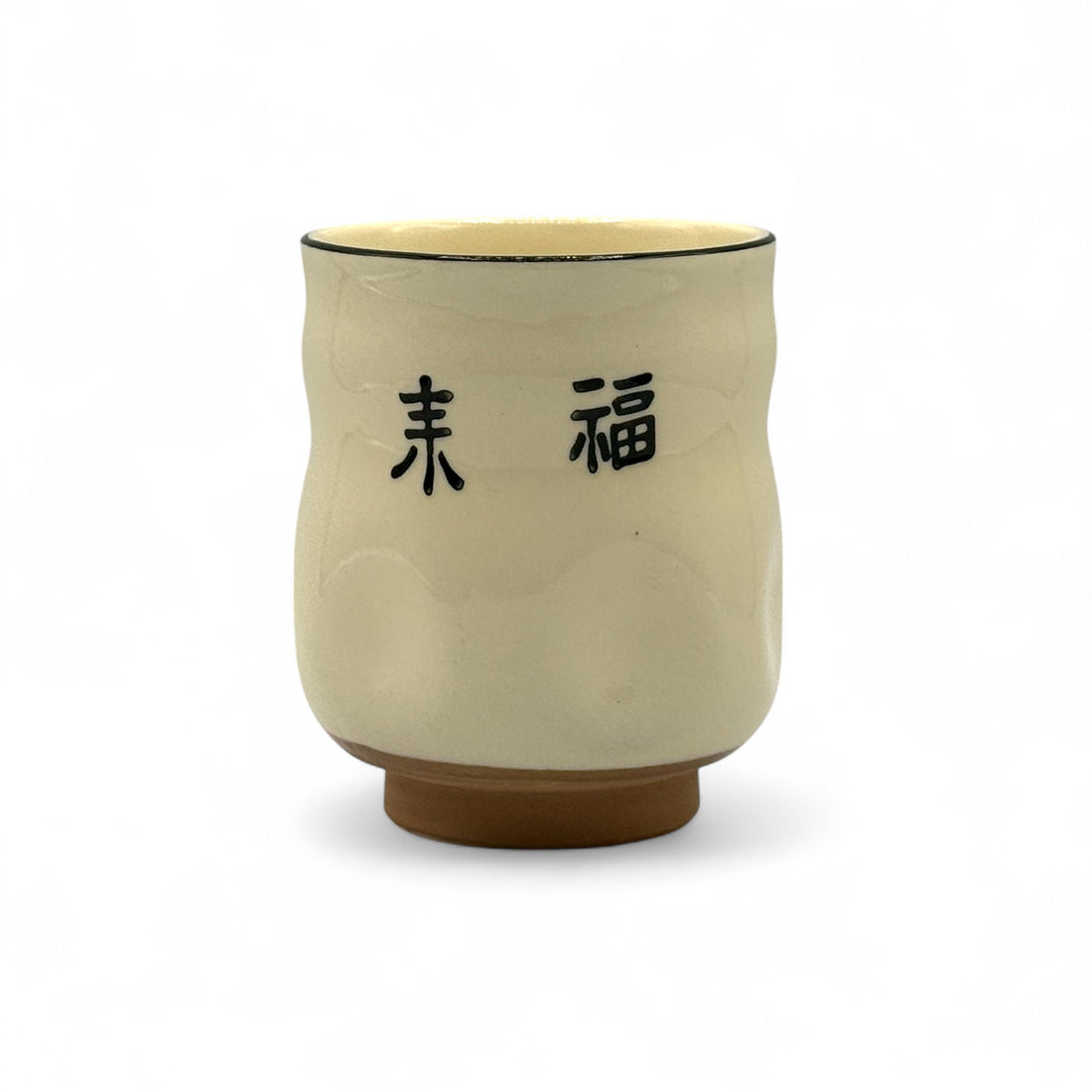 Hyottoko Beige White Mino-yaki Yunomi - Japanese Teacup