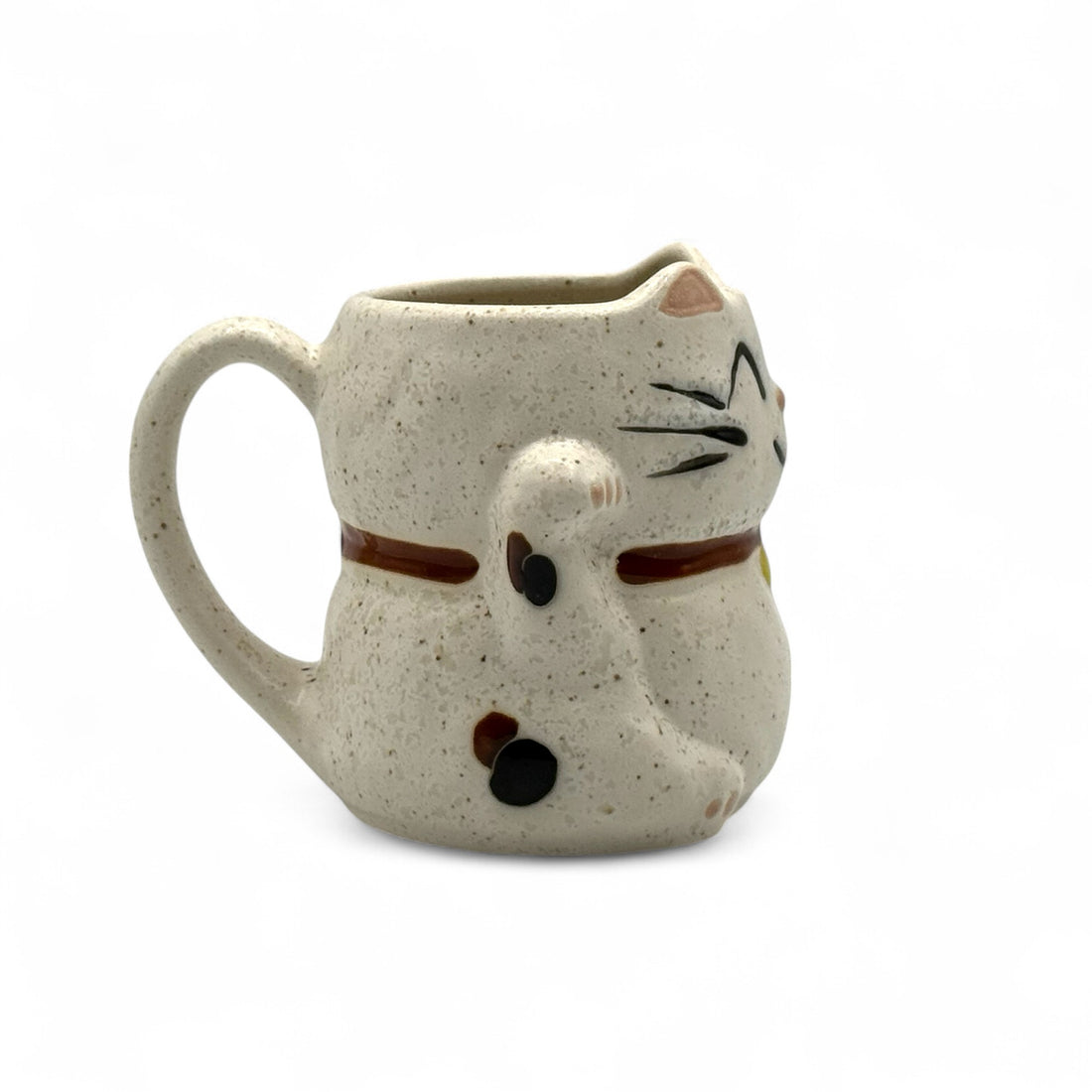 Maneki Neko White Cat Mino-yaki Mug - Japanese Tea Mug