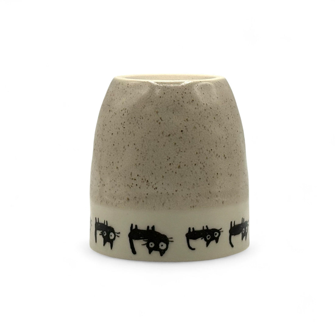 Beige Black Cat Mino-yaki Mug - Japanese Tea Mug