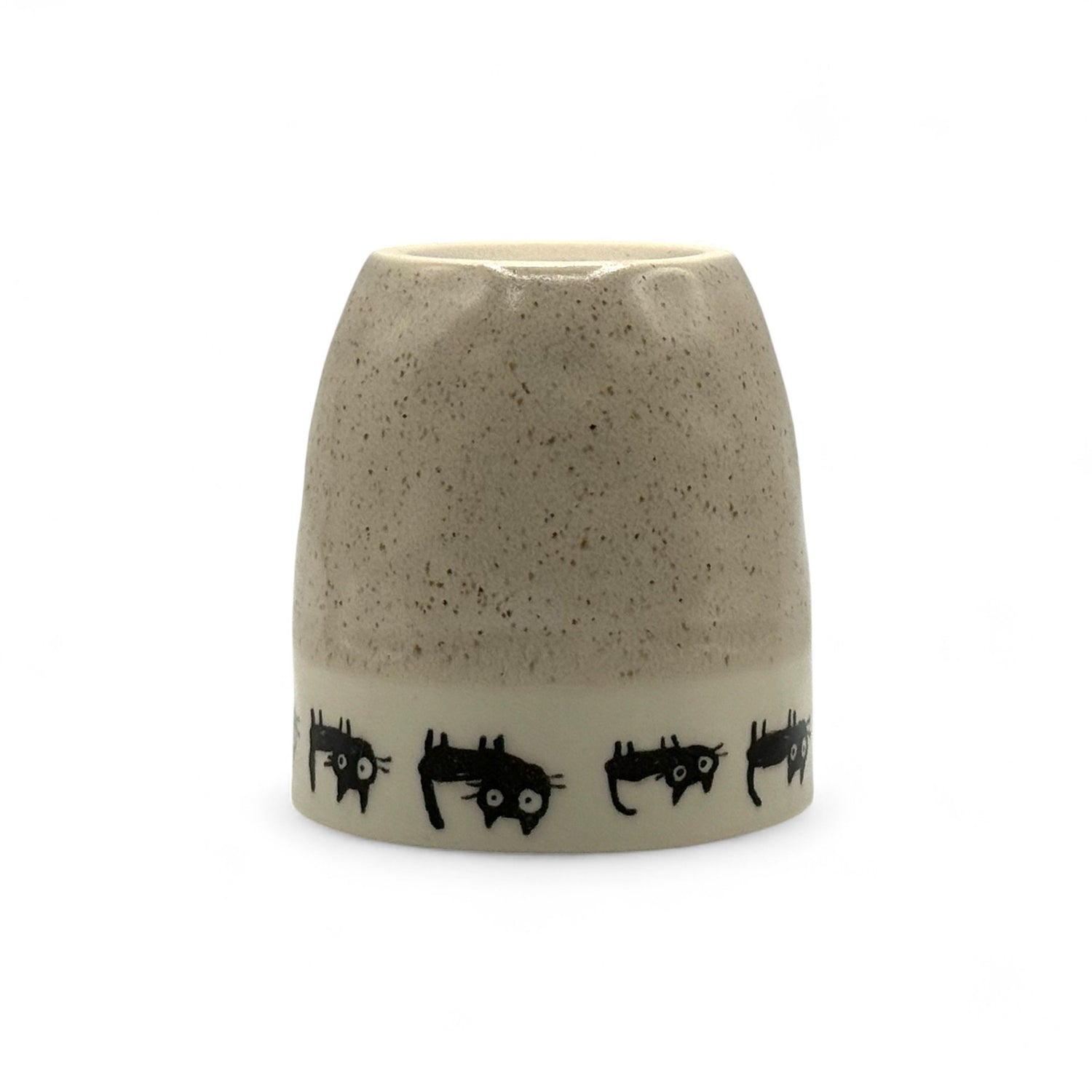 Beige Black Cat Mino-yaki Mug - Japanese Tea Mug