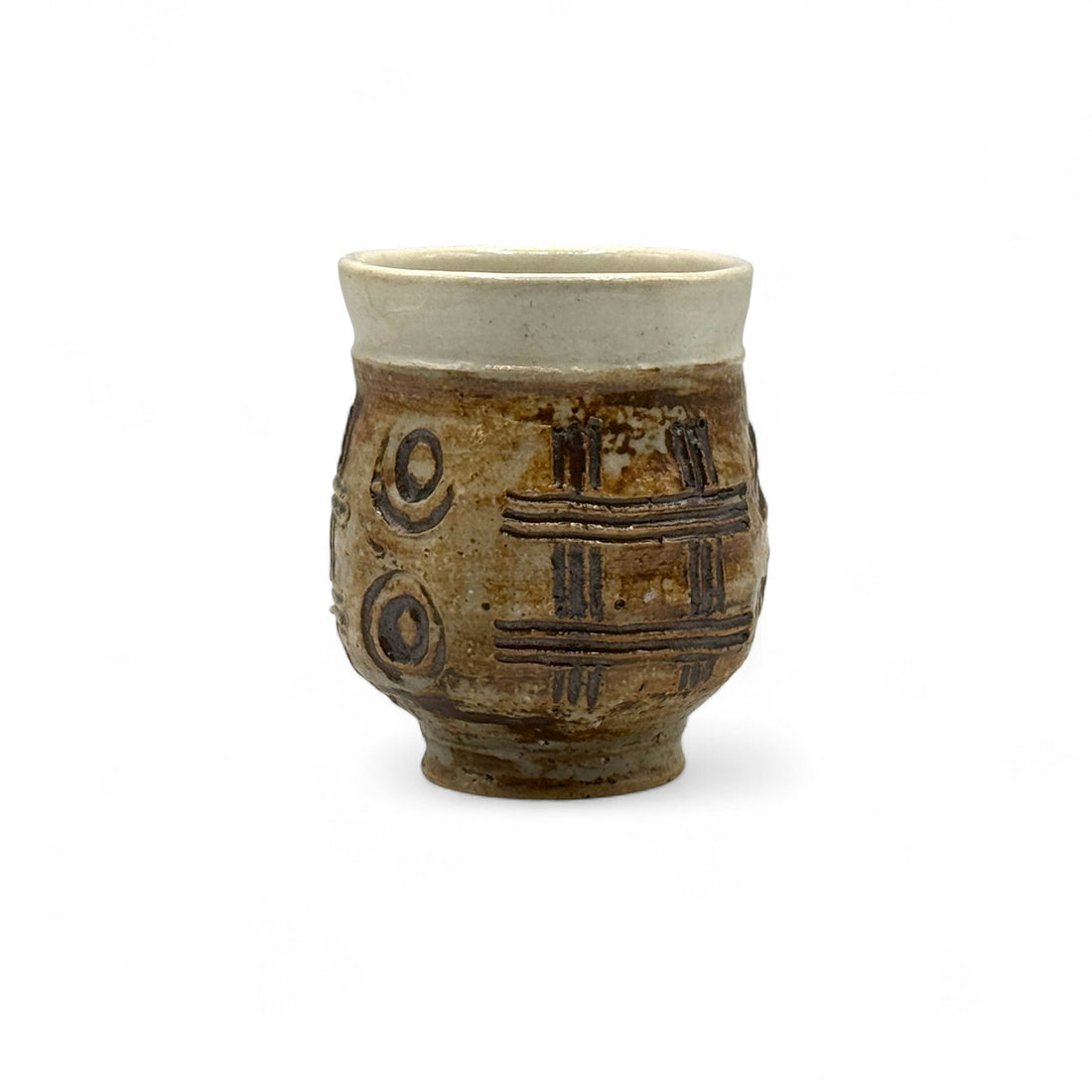Kakioto Brown Shigaraki-yaki Yunomi - Japanese Teacup