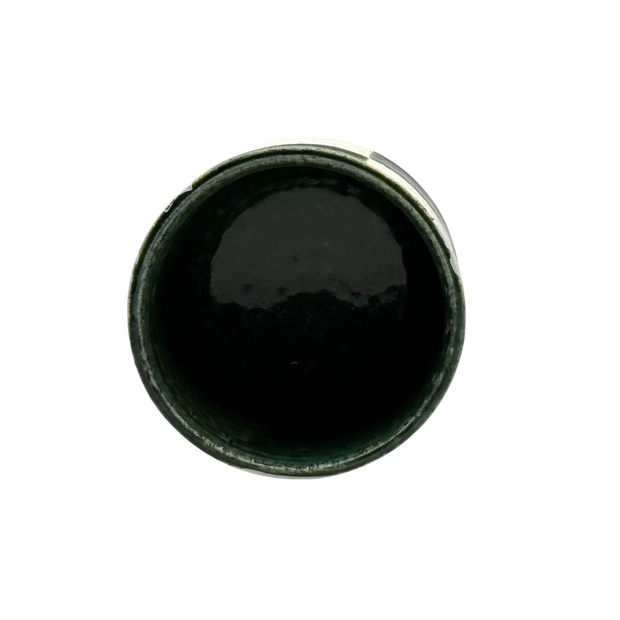 Oribe Kiritate Green Oribe-yaki Yunomi - Japanese Teacup