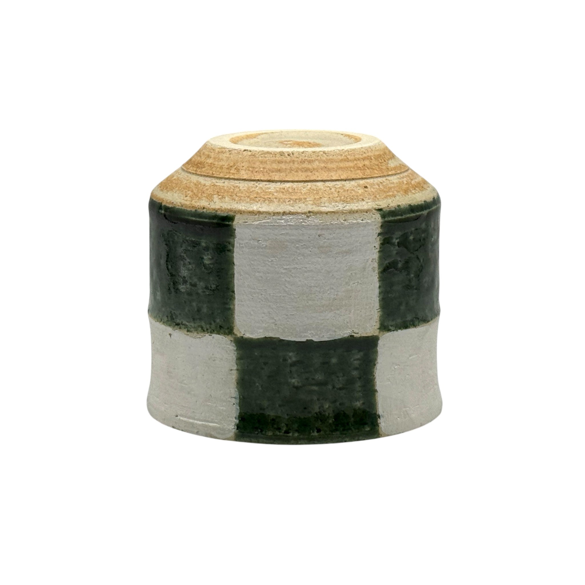 Oribe Kiritate Green Oribe-yaki Yunomi - Japanese Teacup