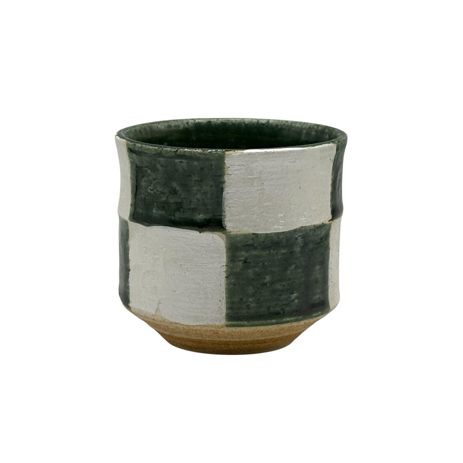 Oribe Kiritate Green Oribe-yaki Yunomi - Japanese Teacup