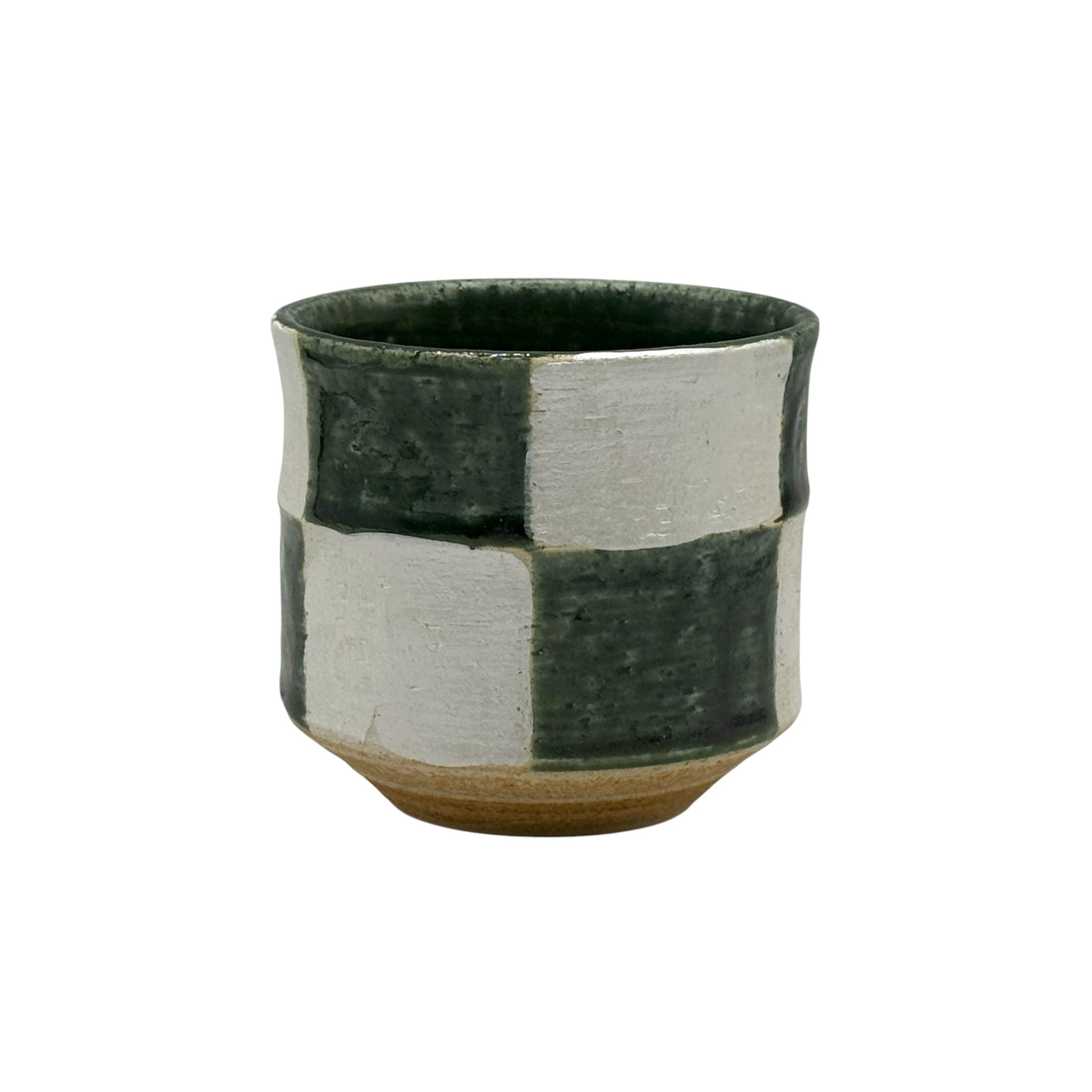 Oribe Kiritate Green Oribe-yaki Yunomi - Japanese Teacup