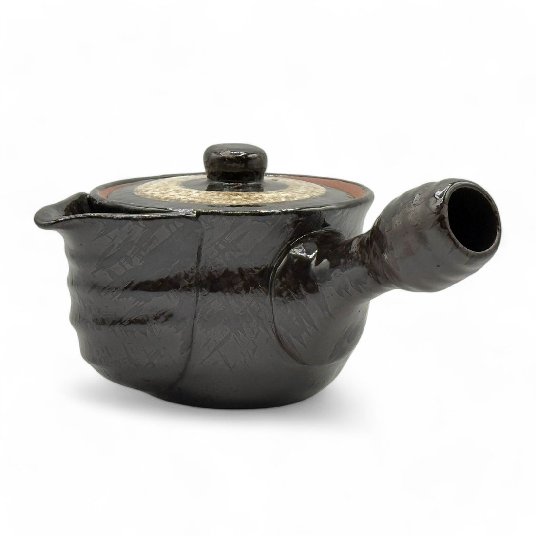 Shiro Hirokuchi Brown Tokoname-yaki Kyusu - Japanese Teapot
