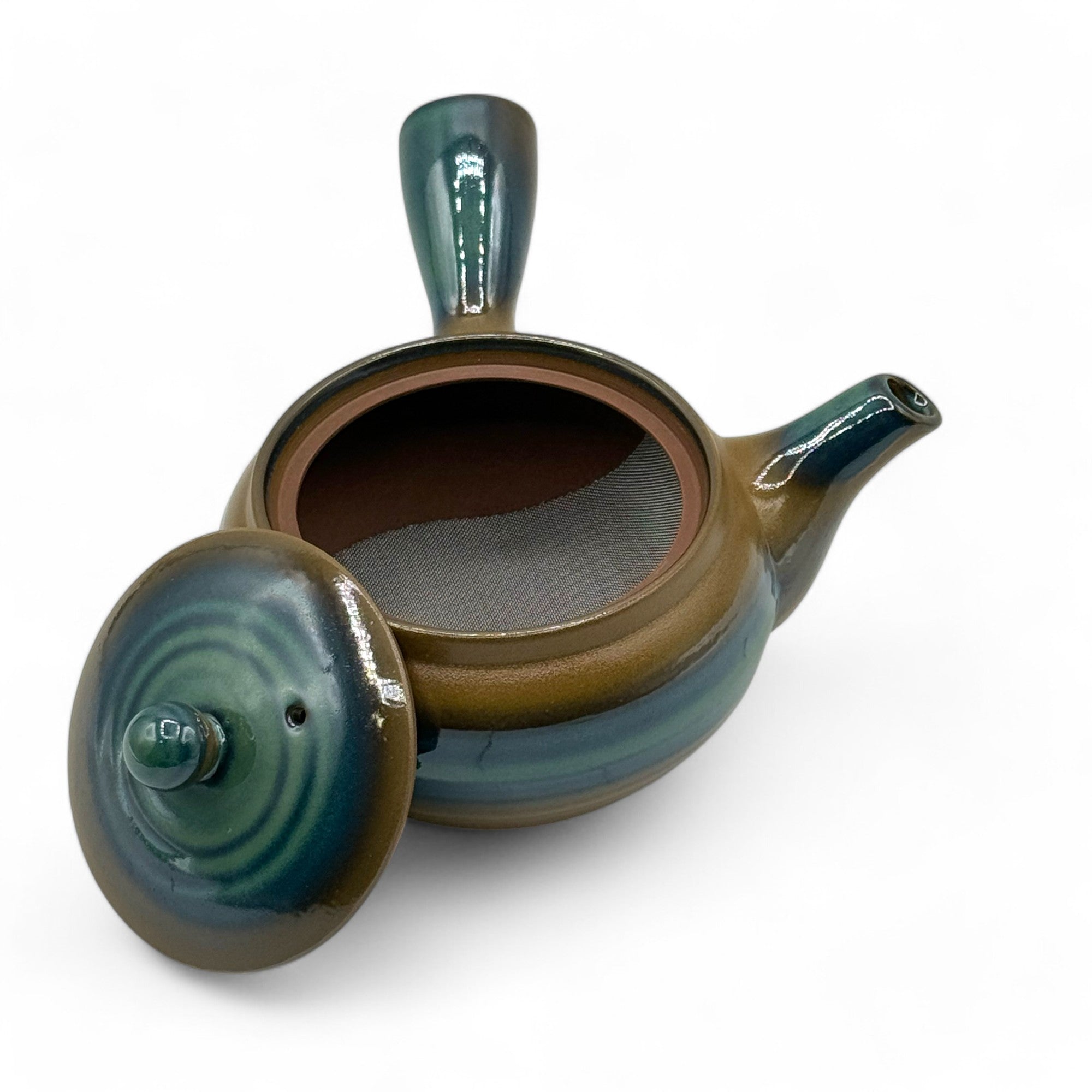 Hiragata Oribe Banko-yaki Kyusu - Japanese Teapot