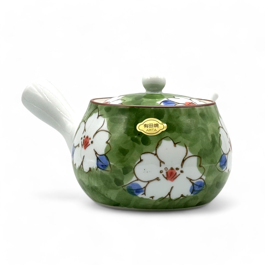 Imari Hana Green Arita-yaki Kyusu - Japanese Teapot