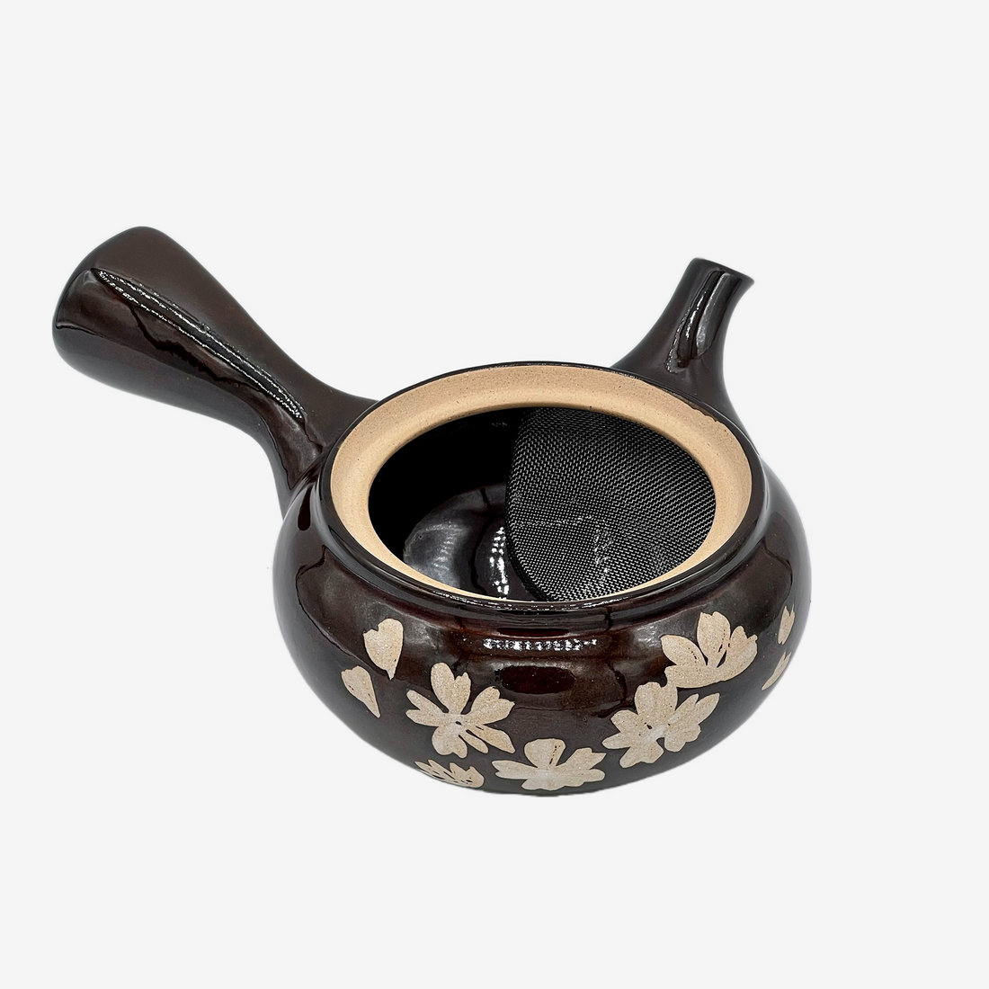 Murasaki Cherry Blossom Brown Tokoname-yaki Kyusu - Japanese Teapot