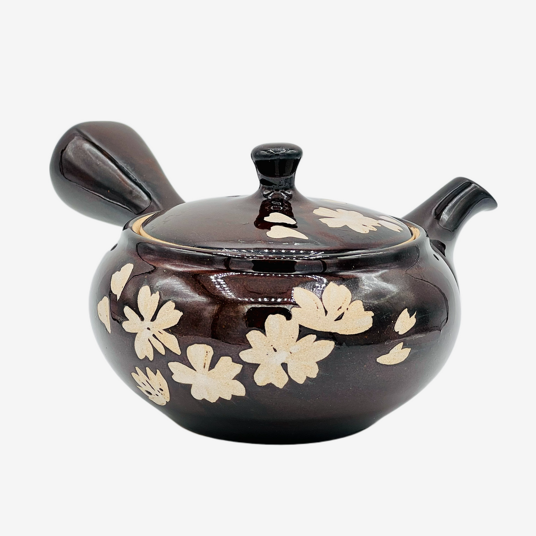 Murasaki Cherry Blossom Brown Tokoname-yaki Kyusu - Japanese Teapot