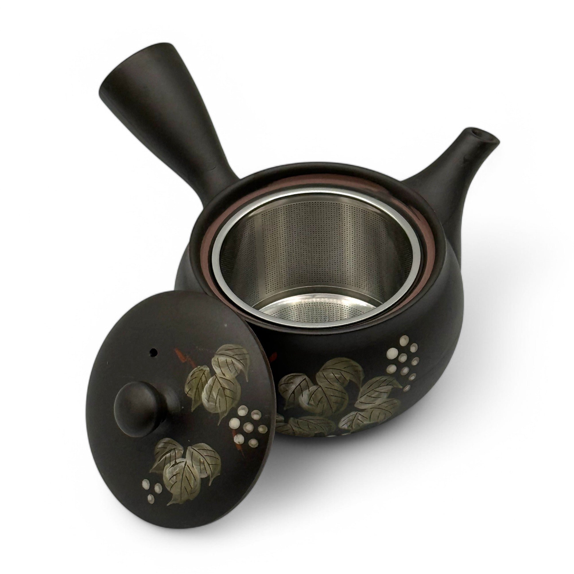 Fusensaku Maruyama Konoha Black Tokoname-yaki Kyusu - Japanese Teapot