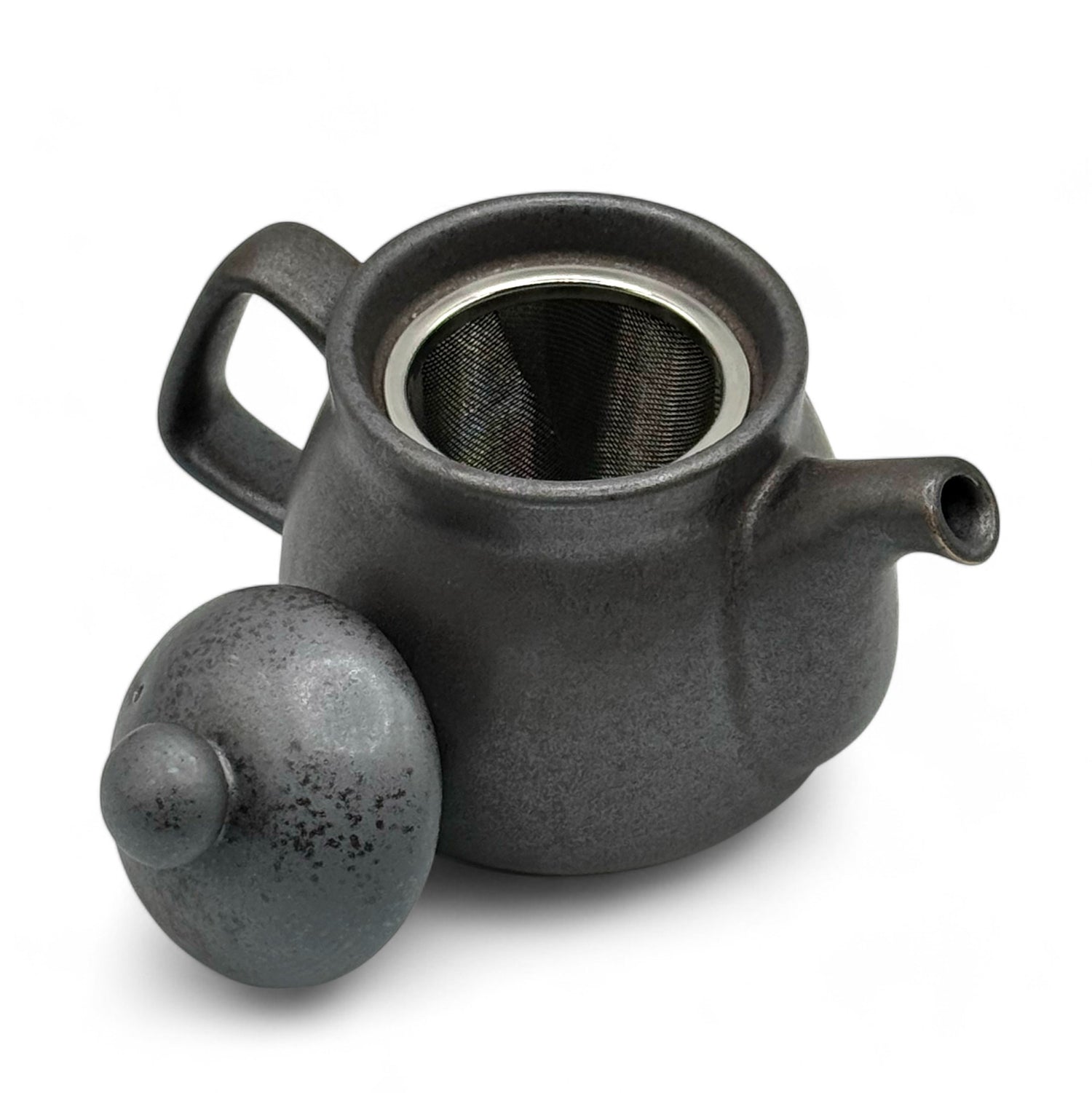 Kuro Nunome Matte Black Mino-yaki Kyusu - Japanese Teapot