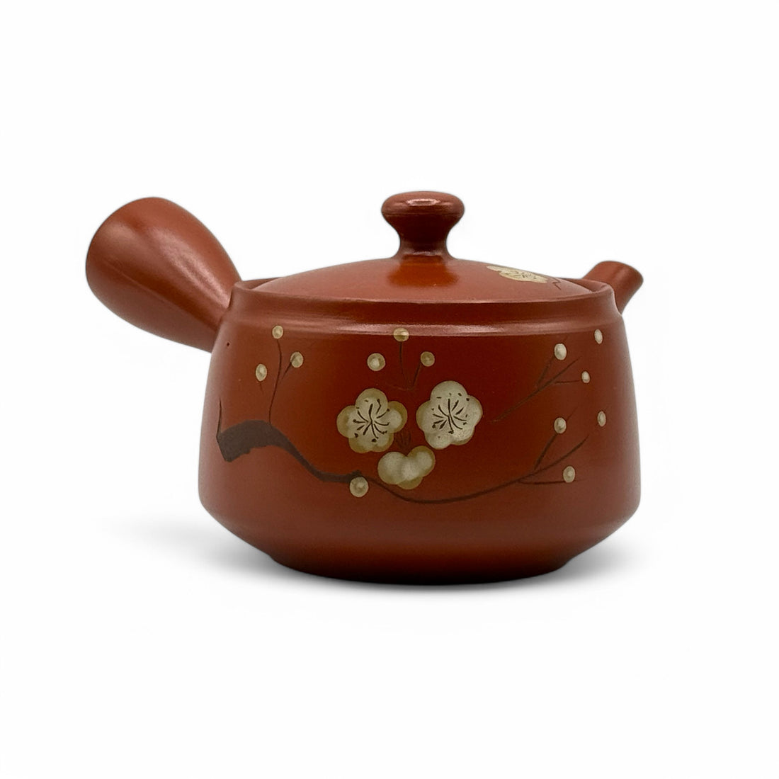 Fusensaku Hakubai White Blossom Red Tokoname-yaki Kyusu - Japanese Teapot