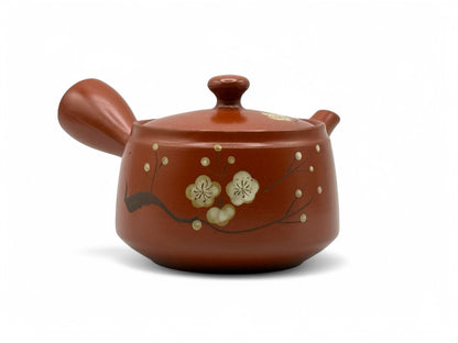 Fusensaku Hakubai White Blossom Red Tokoname-yaki Kyusu - Japanese Teapot