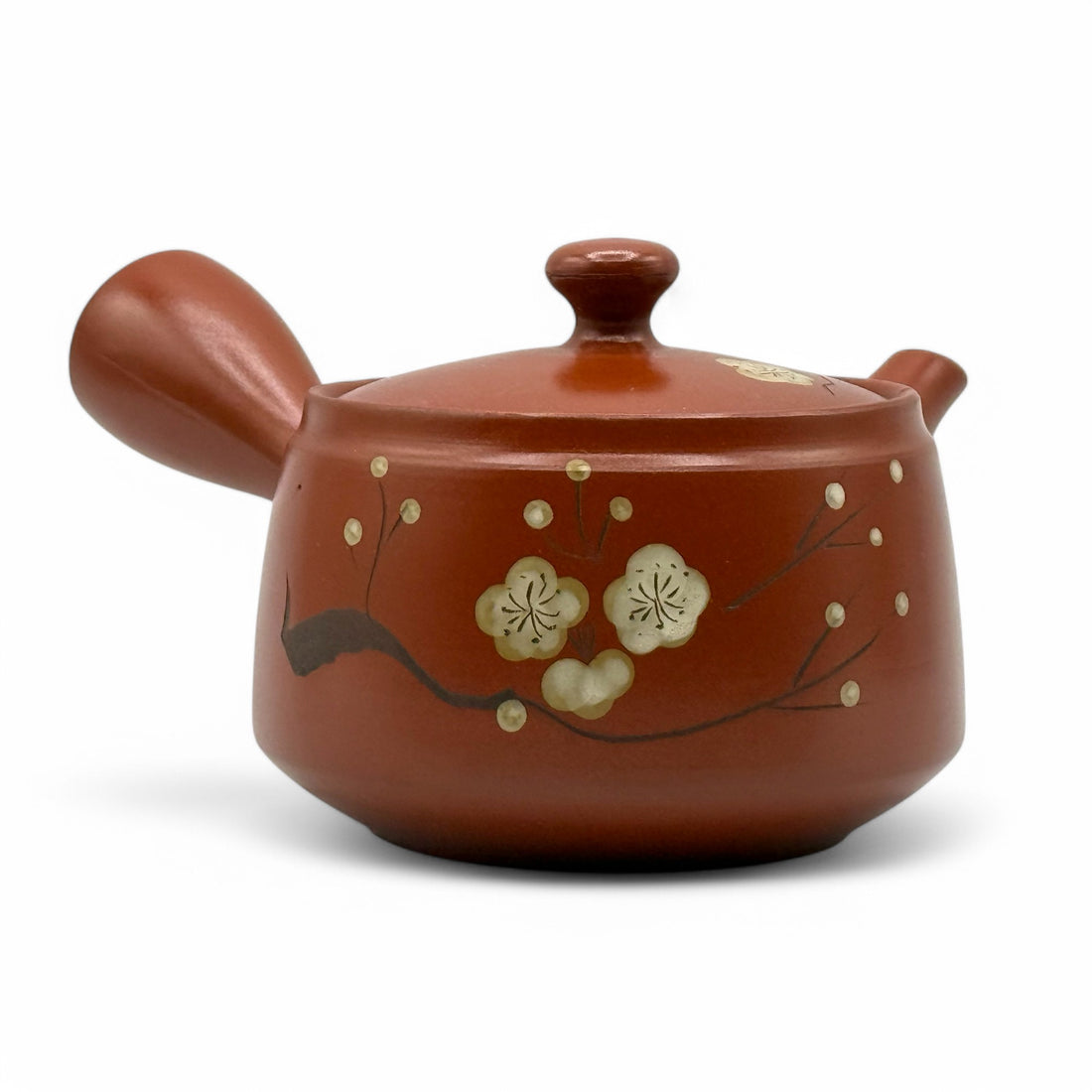 Fusensaku Hakubai White Blossom Red Tokoname-yaki Kyusu - Japanese Teapot