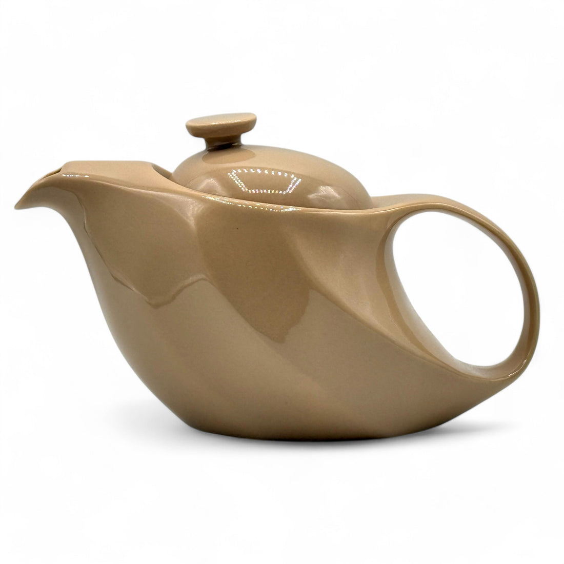 Rakuchin Beige Mino-yaki Porcelain Kyusu - Japanese Teapot