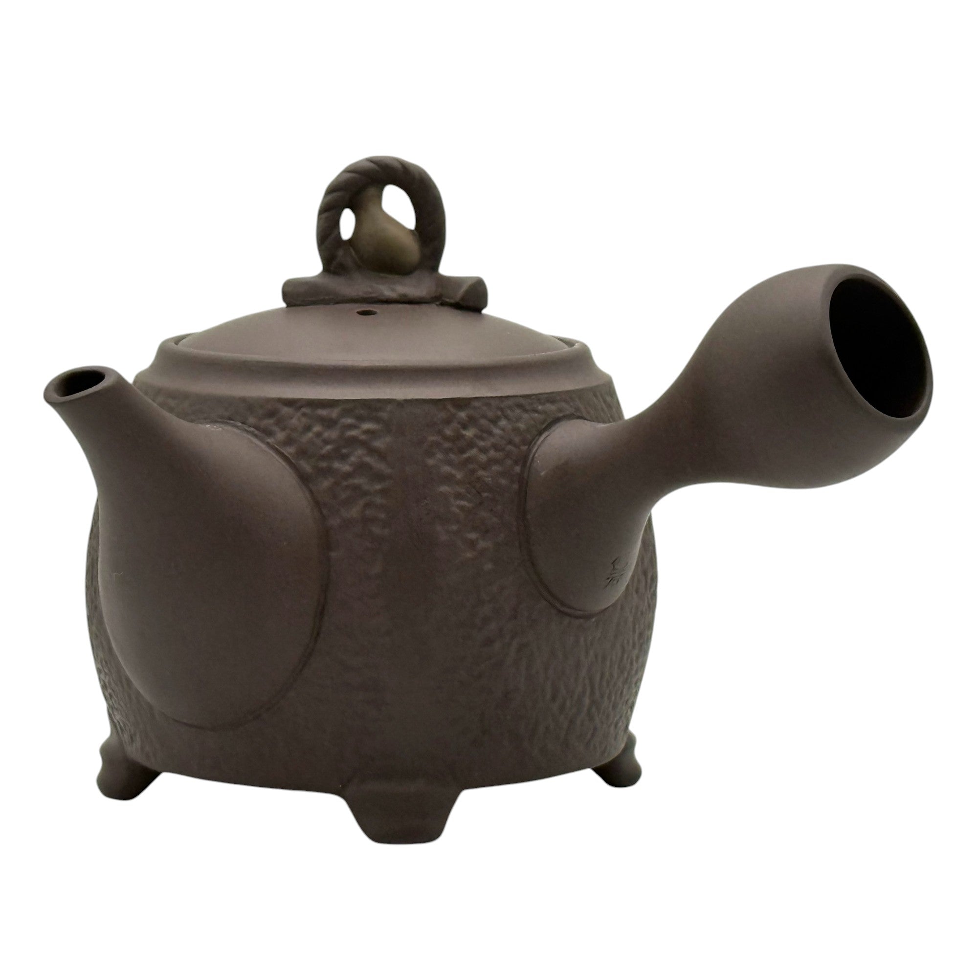 Sakura Gourd Tsuma Black Footed Tokoname-yaki Kyusu by Chikushun - Japanese Teapot