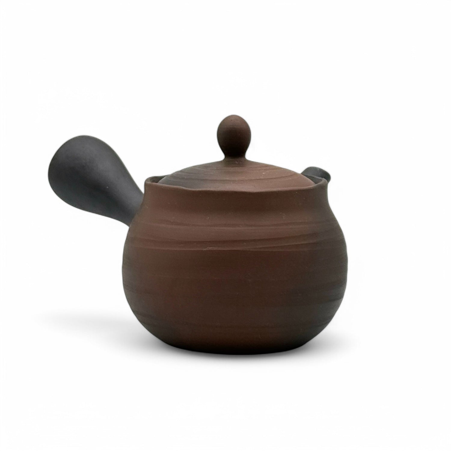 Kashiwayo Striped Brown Tokoname-yaki Kyusu by Haku yō - Japanese Teapot