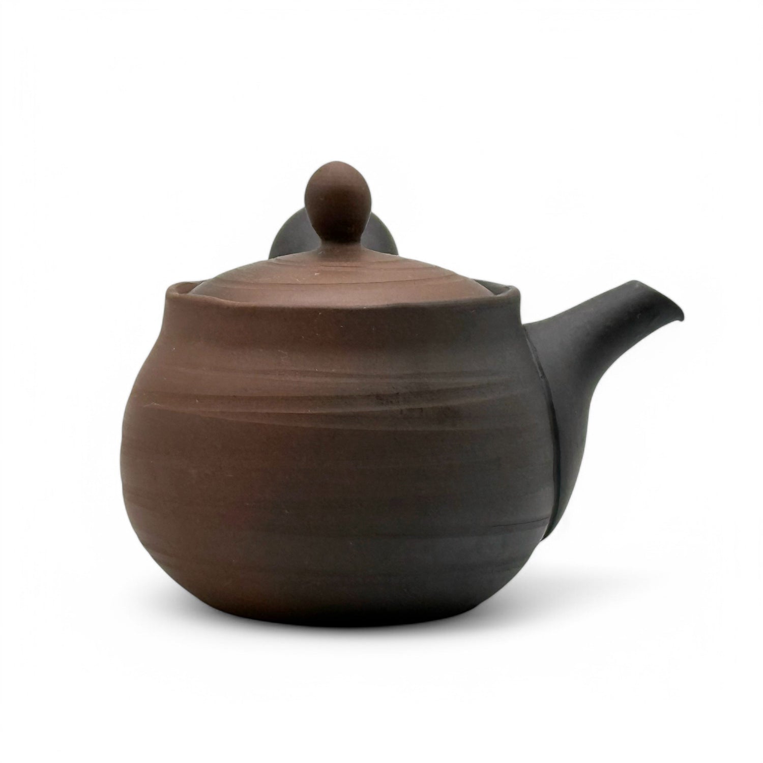 Kashiwayo Striped Brown Tokoname-yaki Kyusu by Haku yō - Japanese Teapot