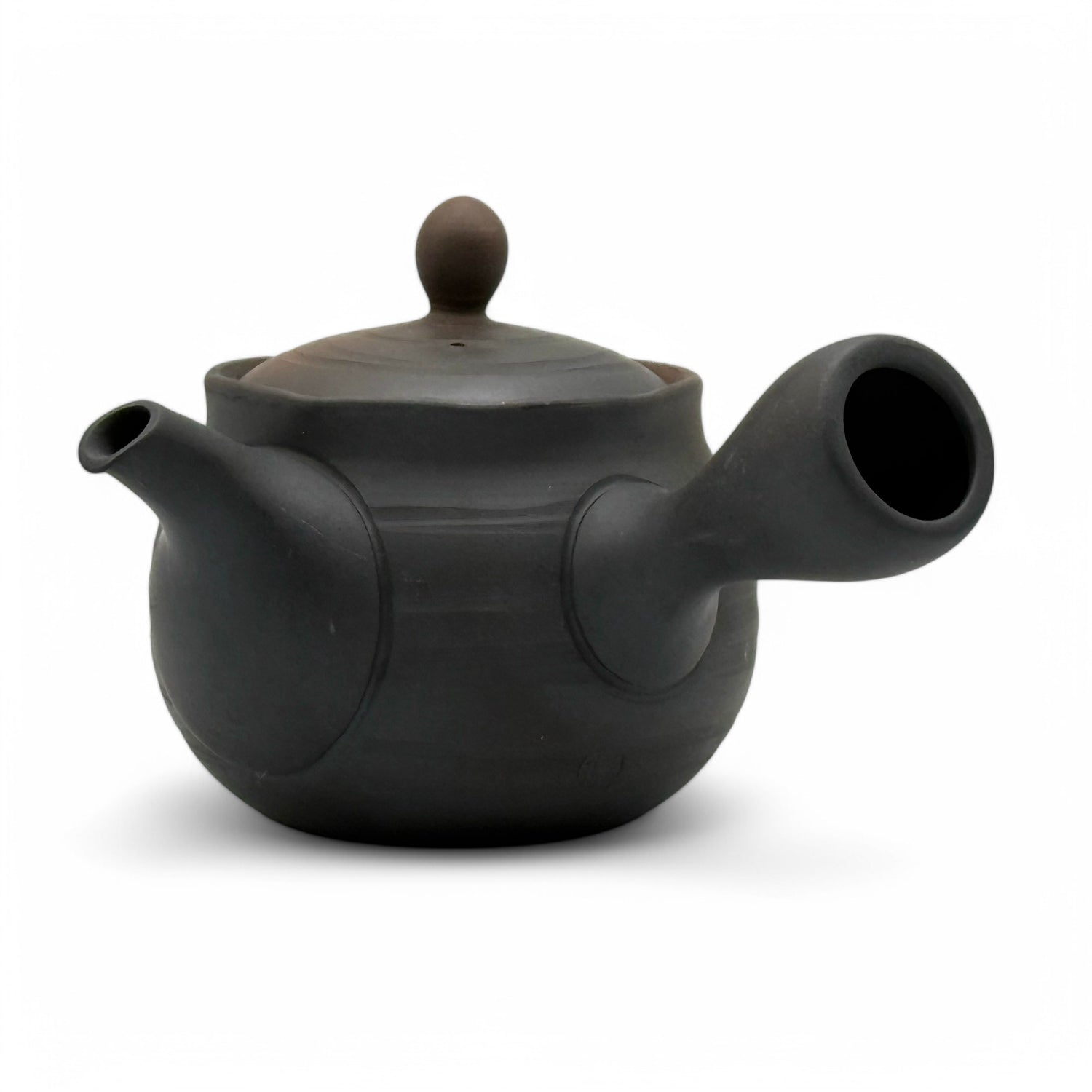 Kashiwayo Striped Brown Tokoname-yaki Kyusu by Haku yō - Japanese Teapot