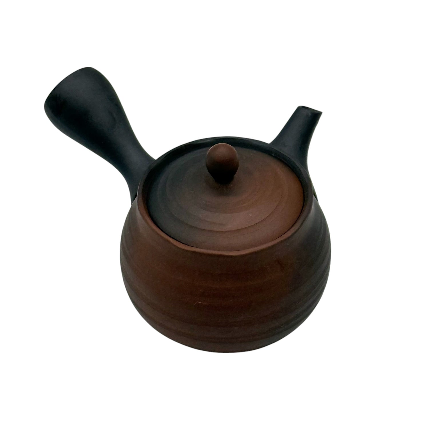 Kashiwayo Striped Brown Tokoname-yaki Kyusu by Haku yō - Japanese Teapot