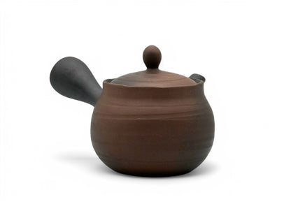 Kashiwayo Striped Brown Tokoname-yaki Kyusu by Haku yō - Japanese Teapot