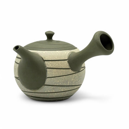 Raijin Stripe Green Tokoname-yaki Kyusu - Japanese Teapot