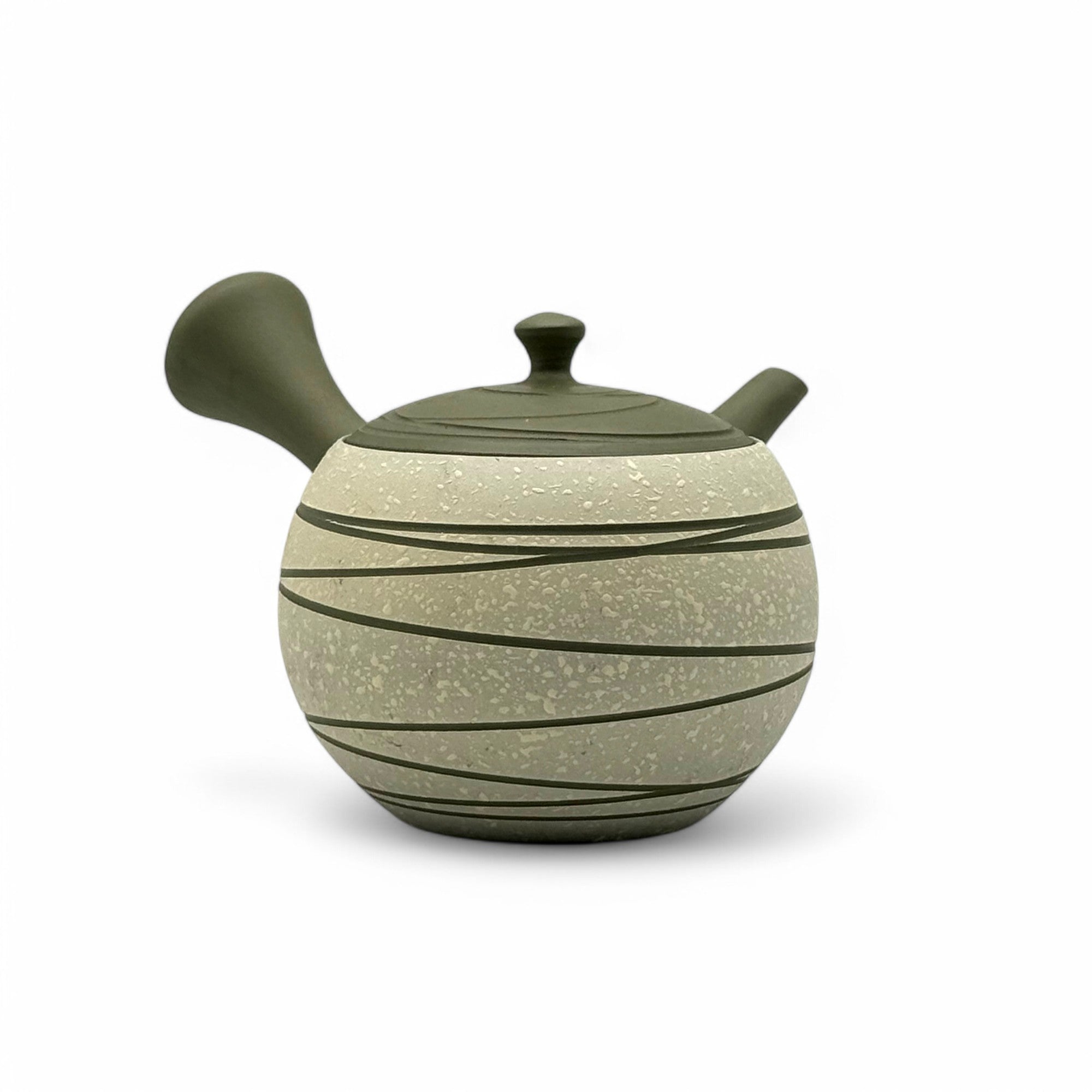 Raijin Stripe Green Tokoname-yaki Kyusu - Japanese Teapot