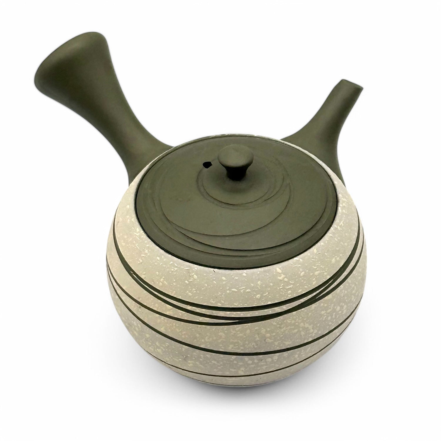 Raijin Stripe Green Tokoname-yaki Kyusu - Japanese Teapot