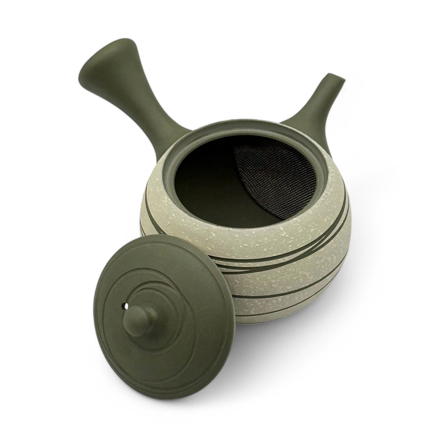 Raijin Stripe Green Tokoname-yaki Kyusu - Japanese Teapot