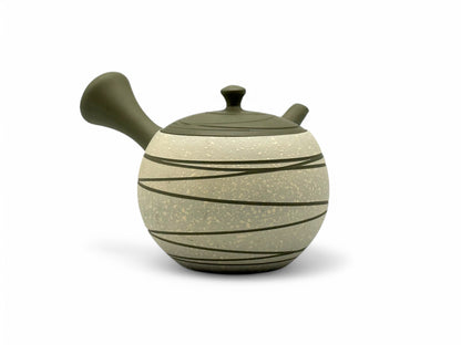 Raijin Stripe Green Tokoname-yaki Kyusu - Japanese Teapot