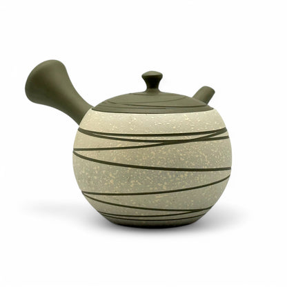 Raijin Stripe Green Tokoname-yaki Kyusu - Japanese Teapot