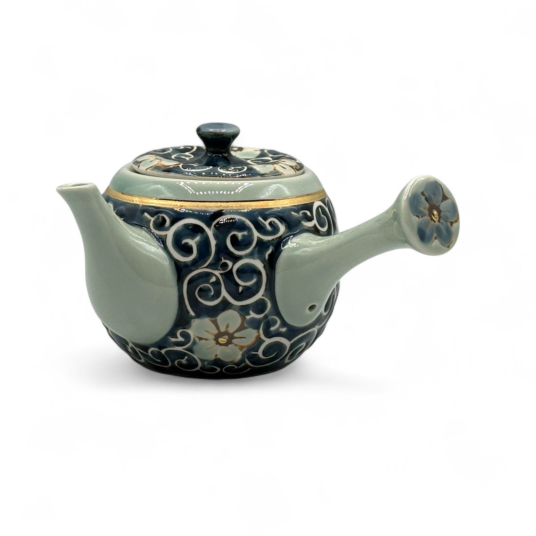 Kikyo Karakusa Blue Hasami-yaki Kyusu - Japanese Teapot