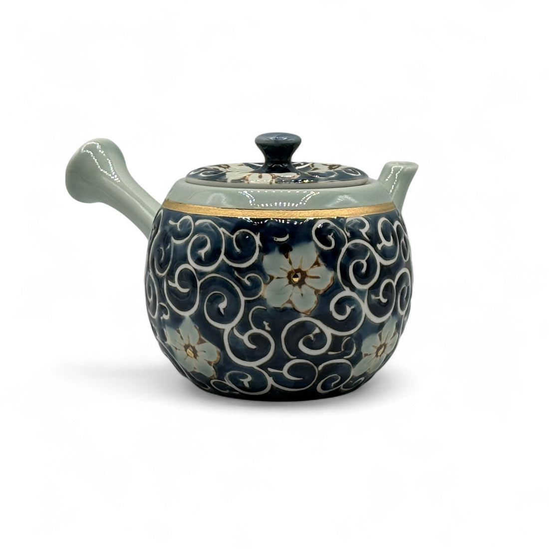 Kikyo Karakusa Blue Hasami-yaki Kyusu - Japanese Teapot