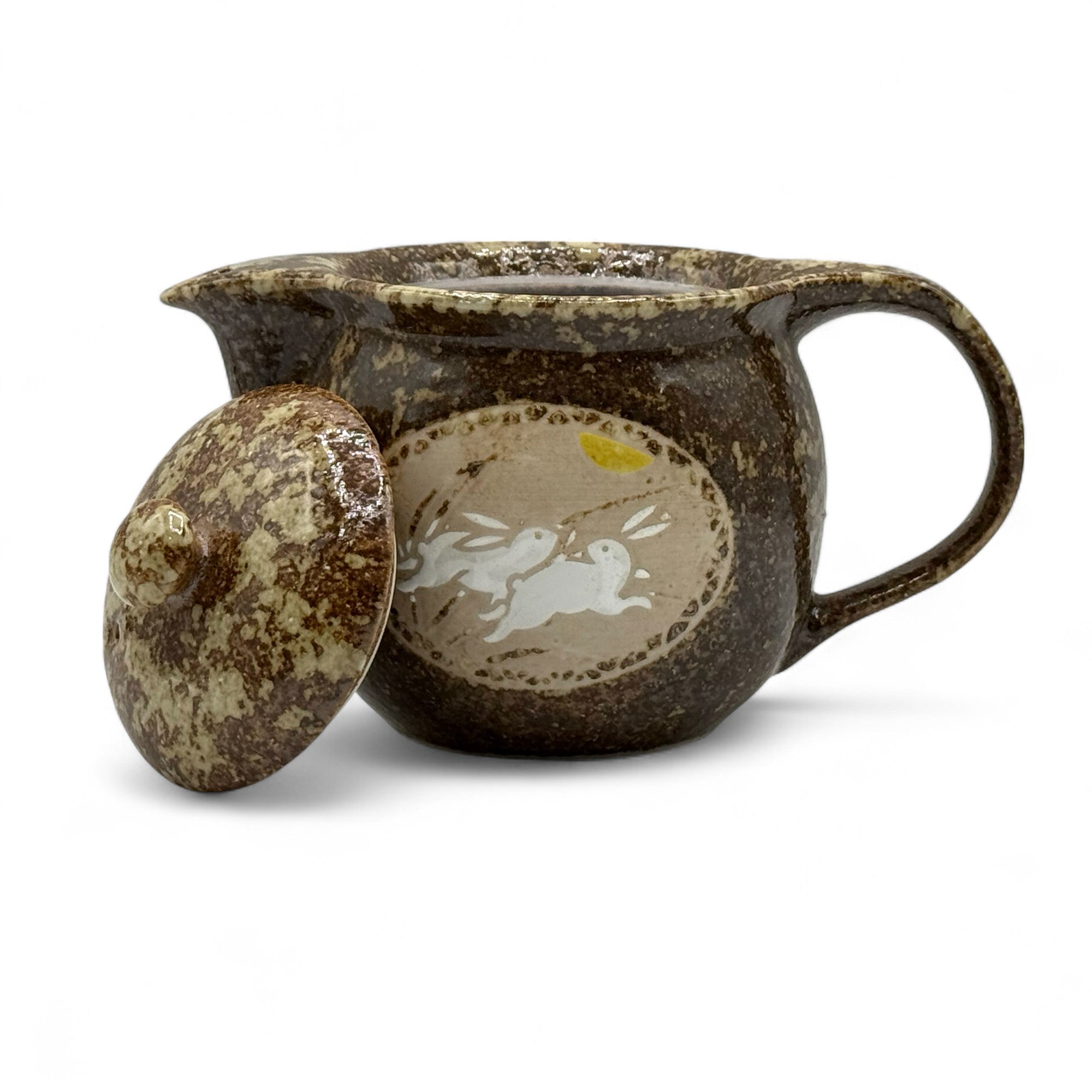 Kyo Usagi Brown Mino-yaki Kyusu - Japanese Teapot