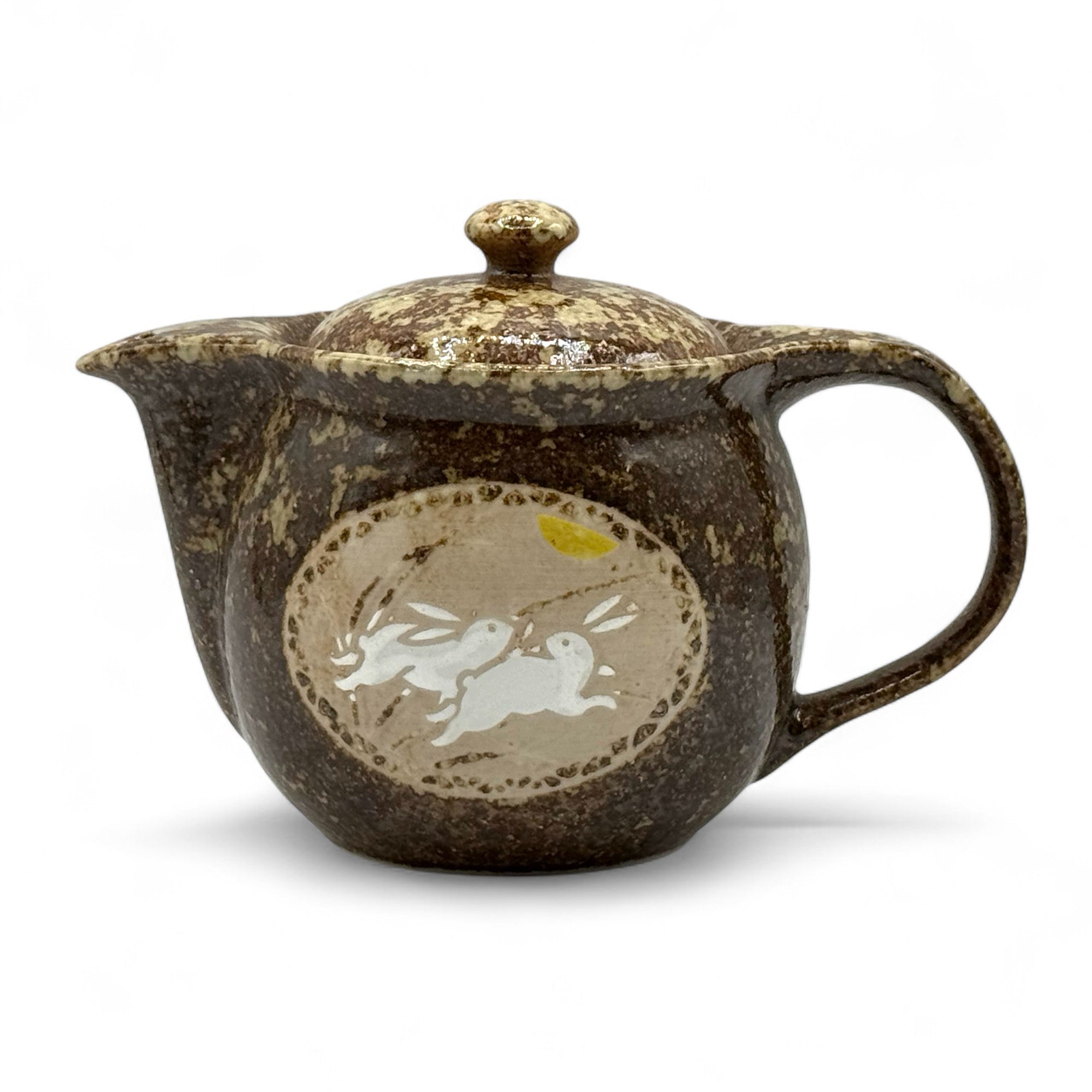 Kyo Usagi Brown Mino-yaki Kyusu - Japanese Teapot