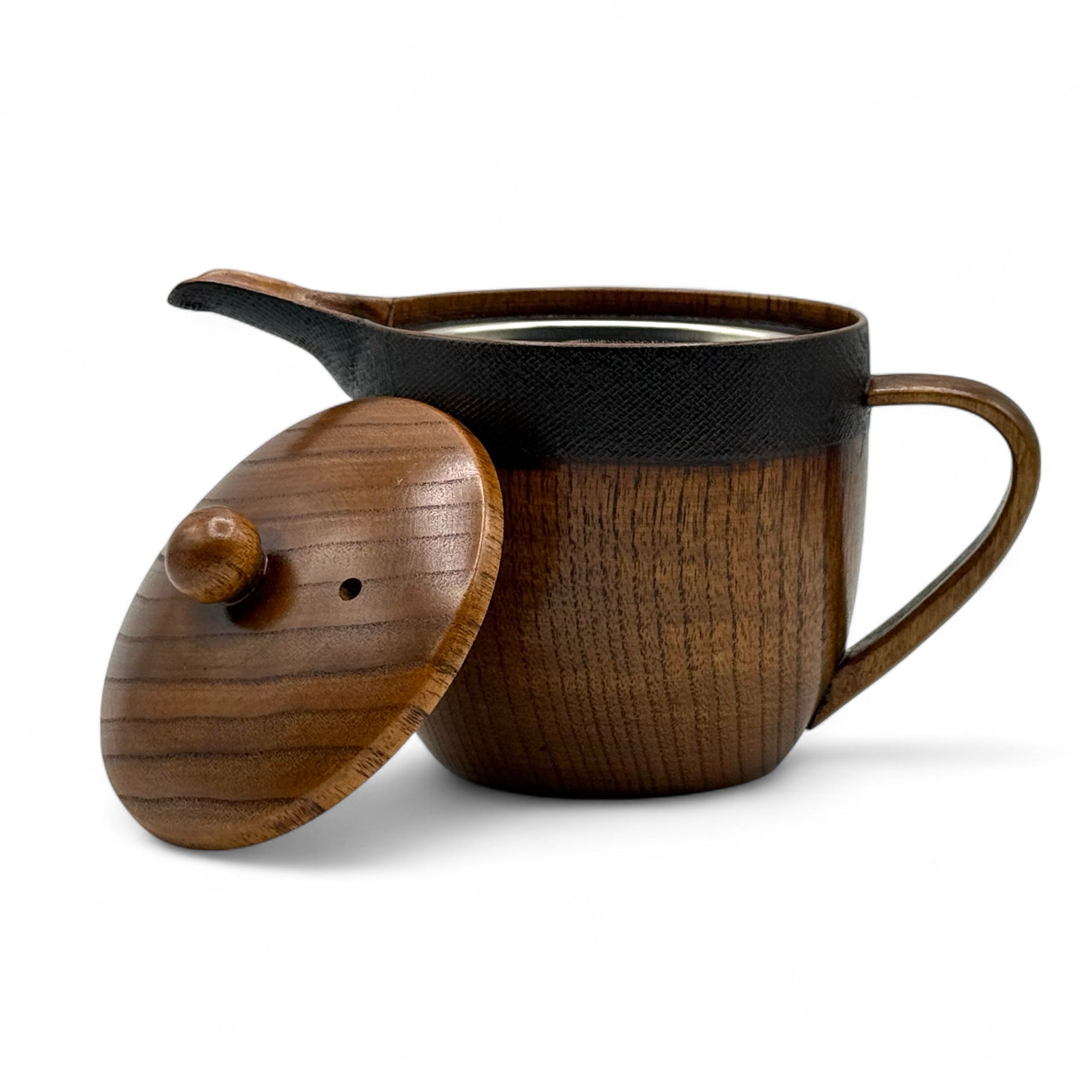 Maru Wooden Brown Kyusu - Japanese Teapot