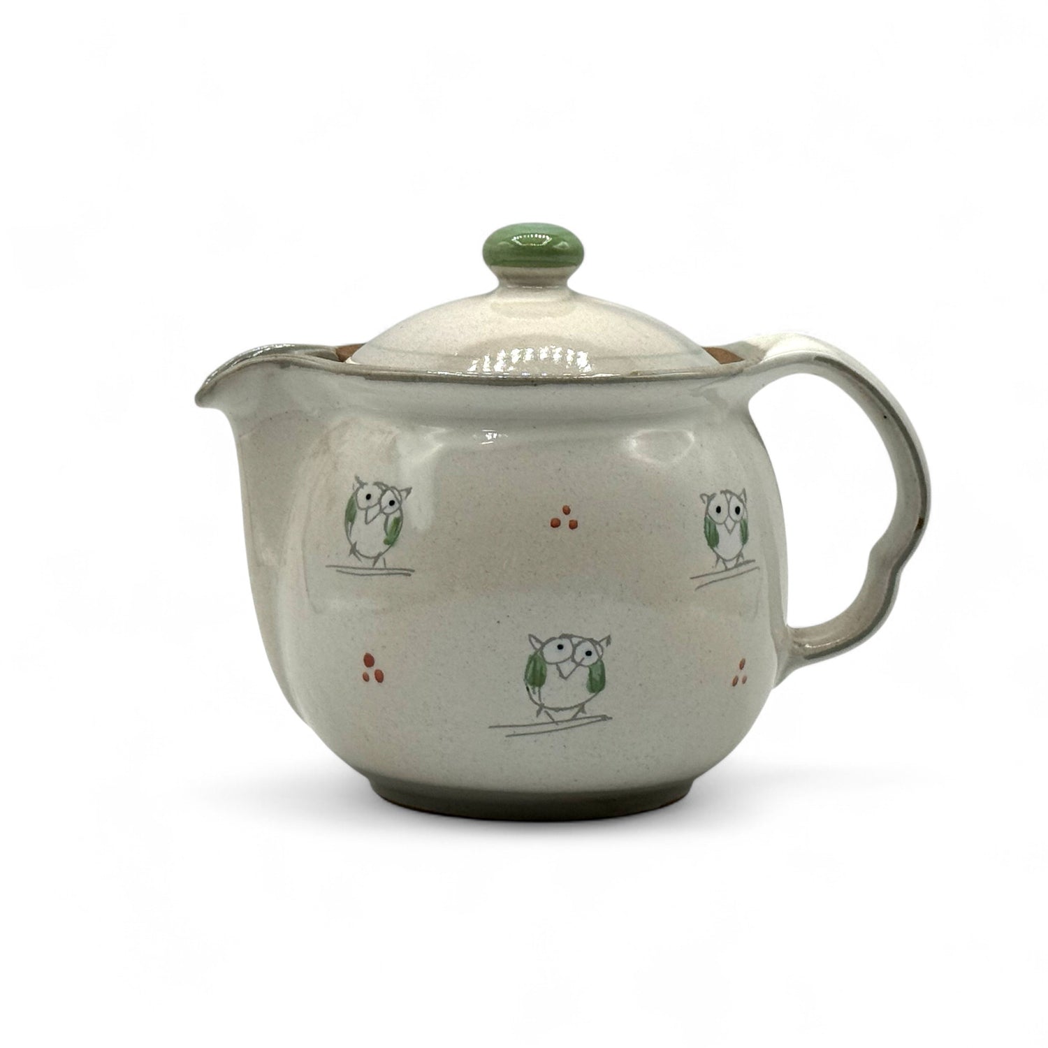 Kohiki Owl Beige Tokoname-yaki Kyusu - Japanese Teapot