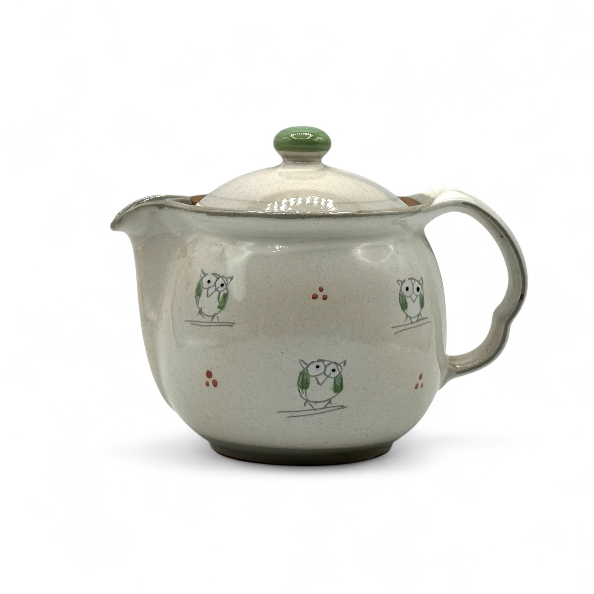 Kohiki Owl Beige Tokoname-yaki Kyusu - Japanese Teapot