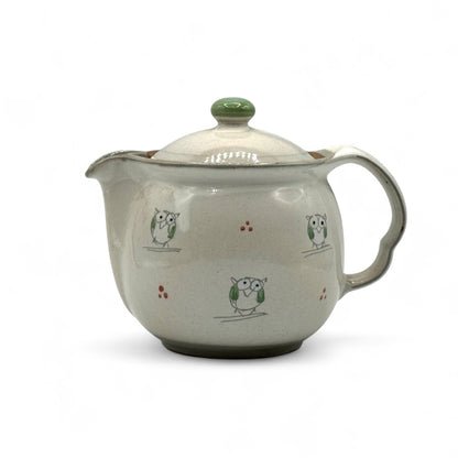 Kohiki Owl Beige Tokoname-yaki Kyusu - Japanese Teapot