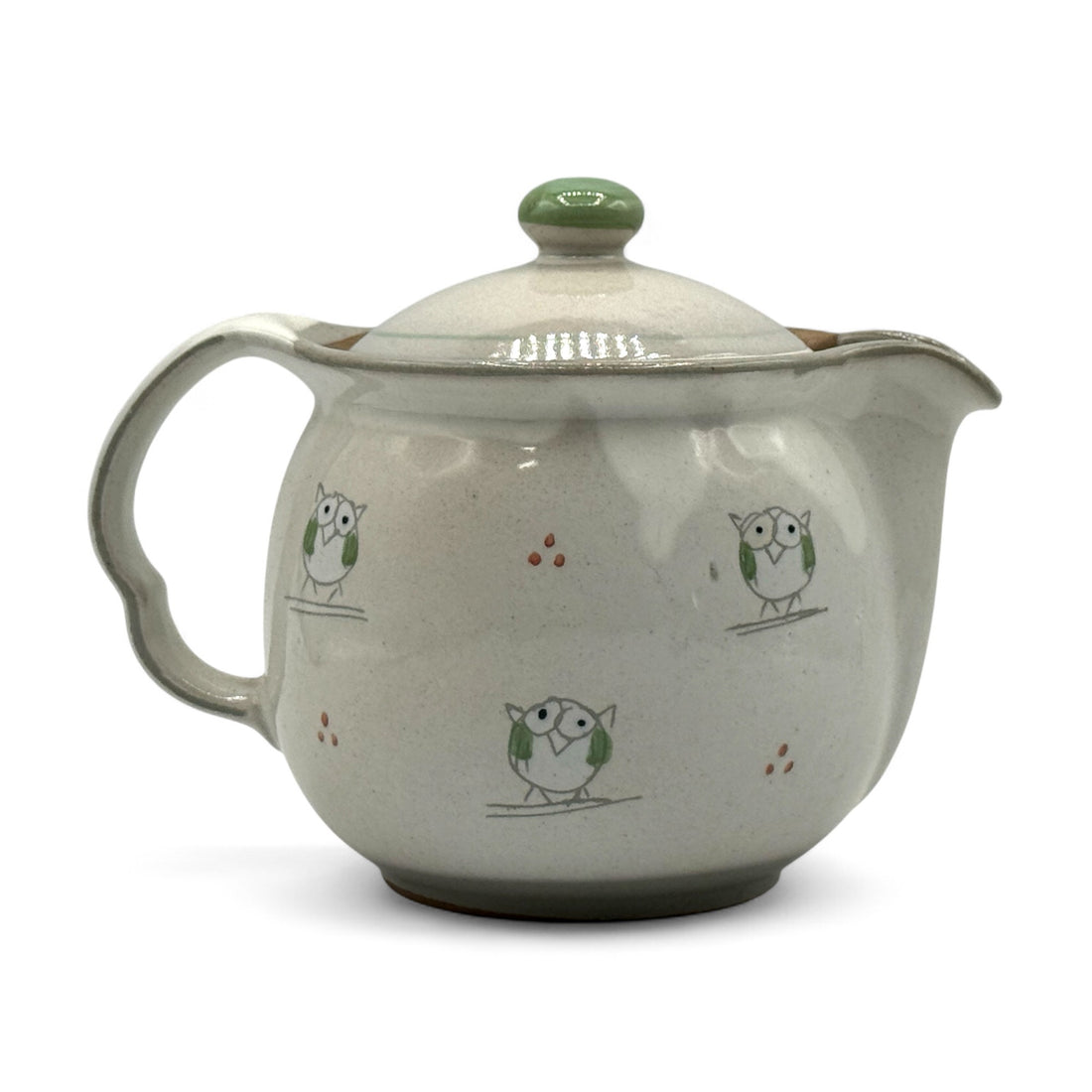 Kohiki Owl Beige Tokoname-yaki Kyusu - Japanese Teapot