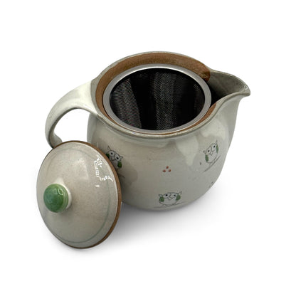 Kohiki Owl Beige Tokoname-yaki Kyusu - Japanese Teapot